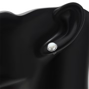 Mother of Pearl Round Stud Silver Earrings - e369